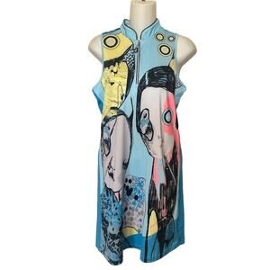 JAMIE SADOCK Golf Pickleball 1/4 Zip Sleeveless Dress Sz Small Monster Art
